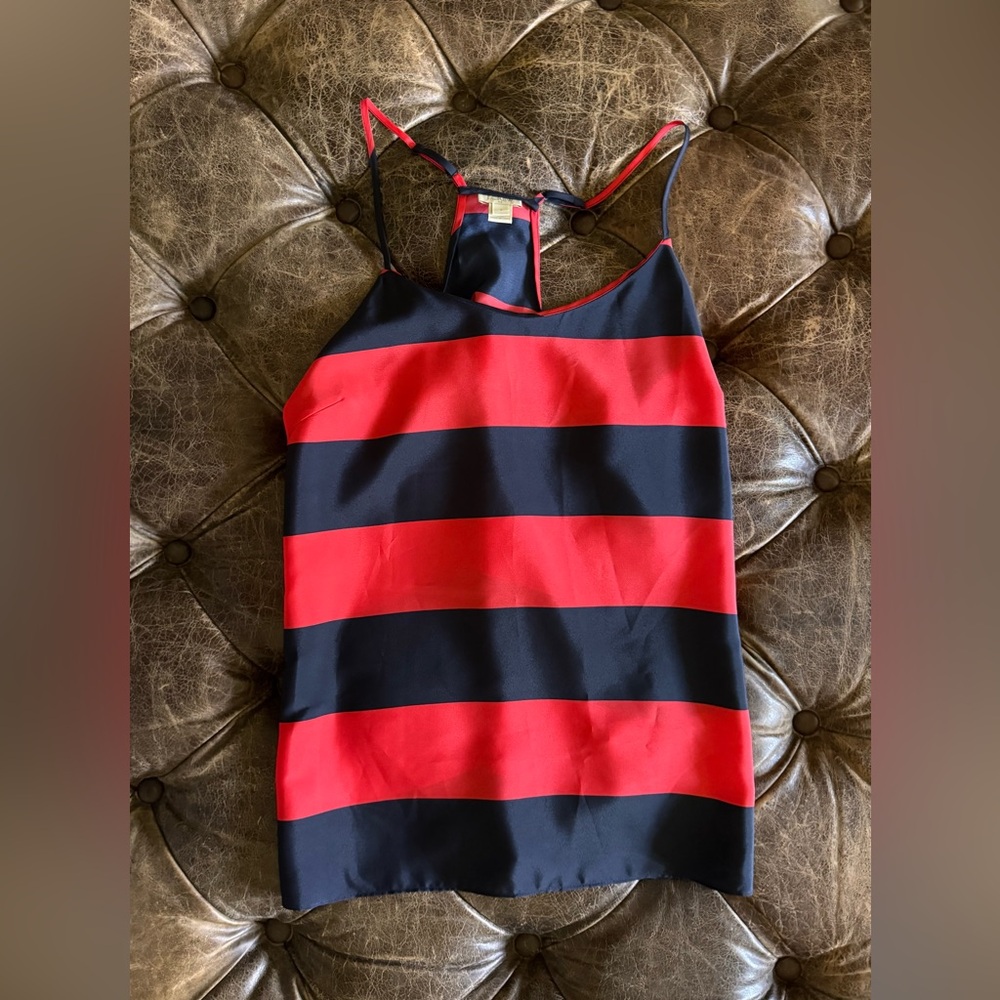 J. Crew Navy and Red Striped Spaghetti Strap Tank